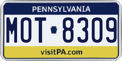 PA license plate MOT8309