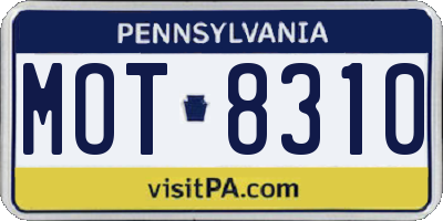 PA license plate MOT8310