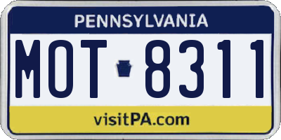 PA license plate MOT8311