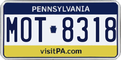 PA license plate MOT8318
