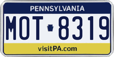 PA license plate MOT8319