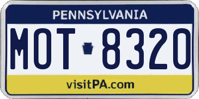 PA license plate MOT8320