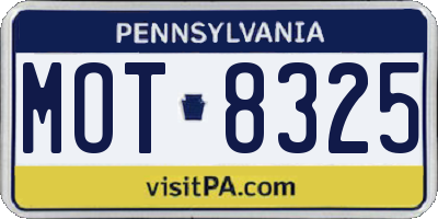 PA license plate MOT8325