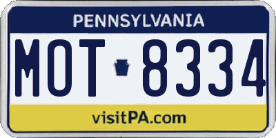 PA license plate MOT8334