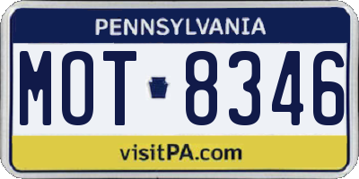 PA license plate MOT8346
