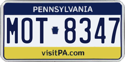 PA license plate MOT8347