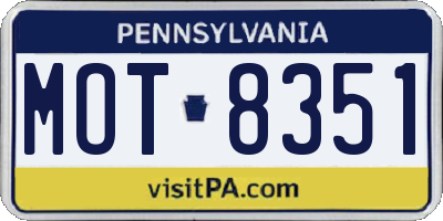 PA license plate MOT8351