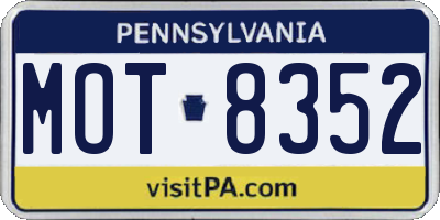 PA license plate MOT8352