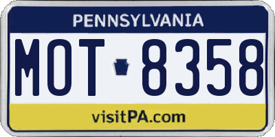 PA license plate MOT8358