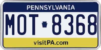PA license plate MOT8368