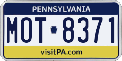 PA license plate MOT8371