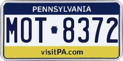 PA license plate MOT8372
