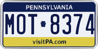 PA license plate MOT8374