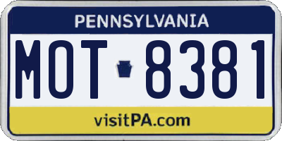 PA license plate MOT8381