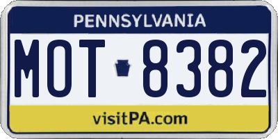 PA license plate MOT8382