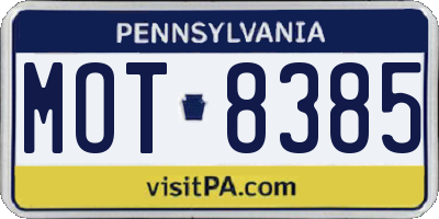PA license plate MOT8385