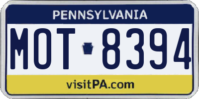 PA license plate MOT8394