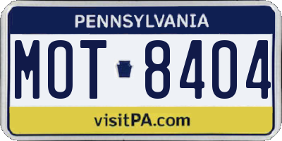 PA license plate MOT8404