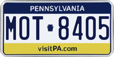 PA license plate MOT8405