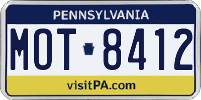 PA license plate MOT8412
