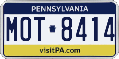 PA license plate MOT8414