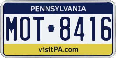 PA license plate MOT8416