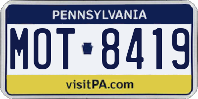 PA license plate MOT8419