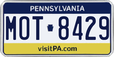 PA license plate MOT8429