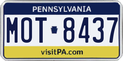 PA license plate MOT8437