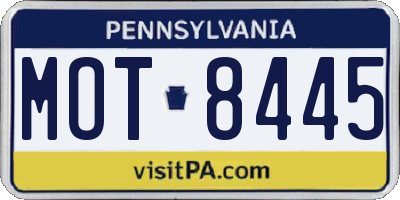 PA license plate MOT8445