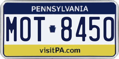 PA license plate MOT8450