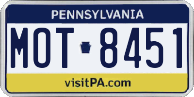 PA license plate MOT8451