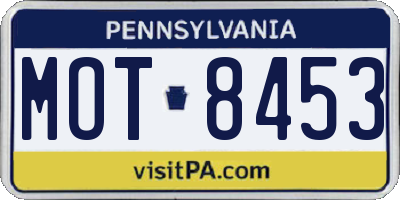 PA license plate MOT8453