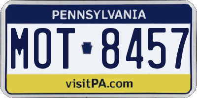 PA license plate MOT8457
