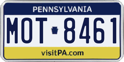 PA license plate MOT8461
