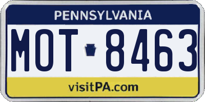 PA license plate MOT8463