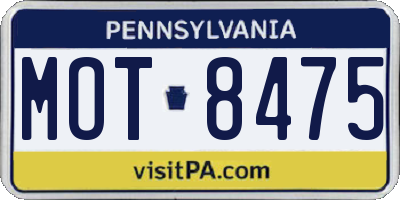 PA license plate MOT8475