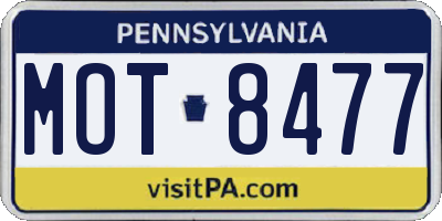 PA license plate MOT8477