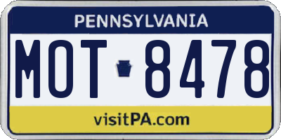 PA license plate MOT8478
