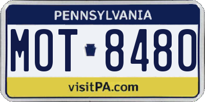 PA license plate MOT8480