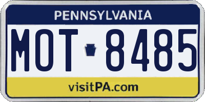 PA license plate MOT8485