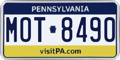 PA license plate MOT8490