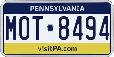 PA license plate MOT8494