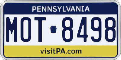 PA license plate MOT8498