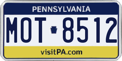 PA license plate MOT8512