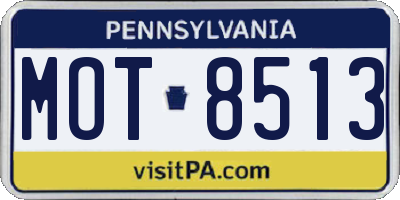 PA license plate MOT8513