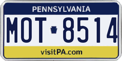 PA license plate MOT8514