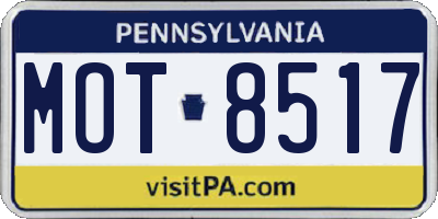 PA license plate MOT8517