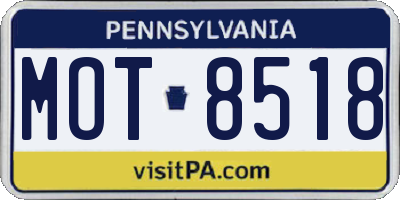 PA license plate MOT8518