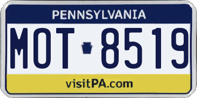 PA license plate MOT8519